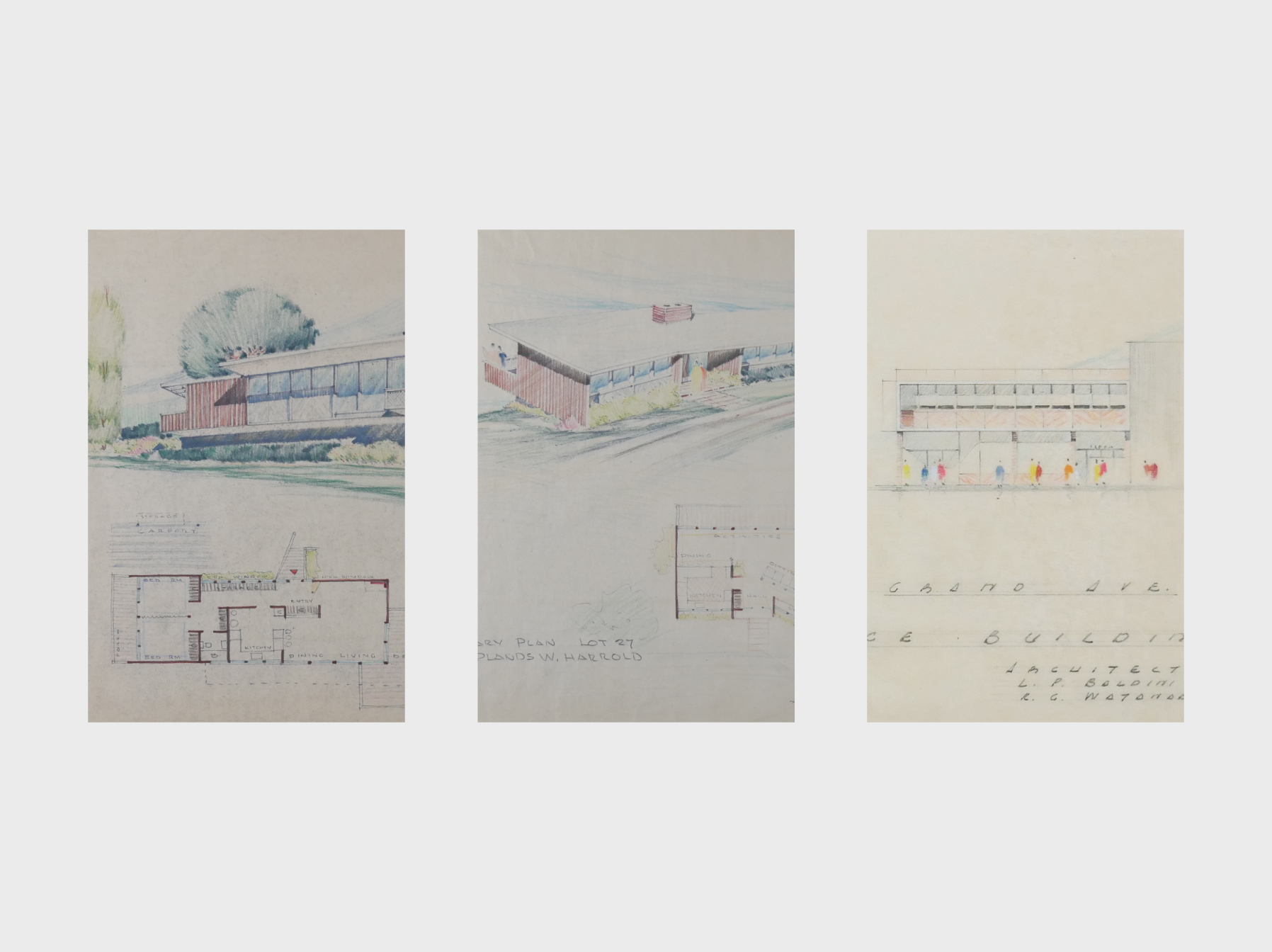 Preliminary drawings of a Midcentury Modern residence in California Circa 1951 by Roy Watanabe