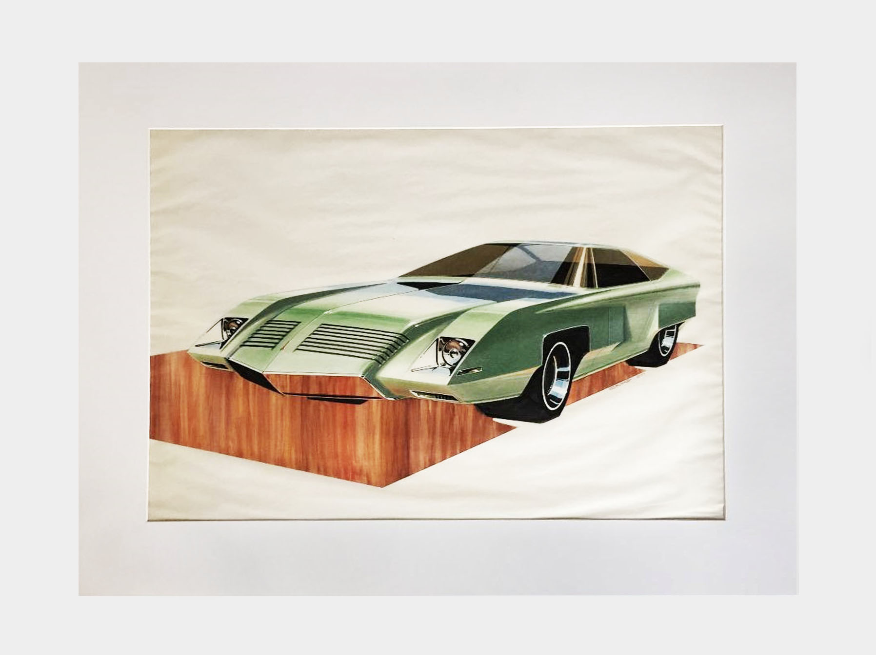 George Camp GM Oldsmobile concept car 1971 (Marker and Gouache on paper)