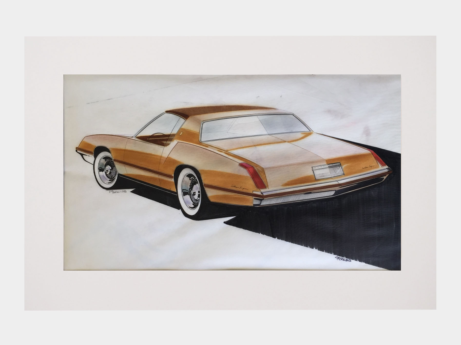 John Perkins Oldsmobile Cutlass Supreme 1970 (Marker and Gouache on paper)