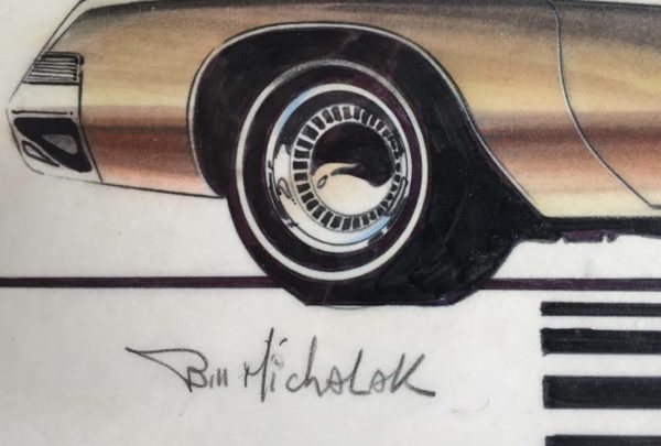 Bill Michalak Concept Car, Marker Pen and Gouache on paper 1970s