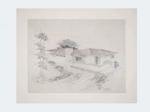 House rendering by Watanabe using colored pencil on paper 1939