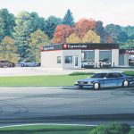 Texaco Service Station circa 1980 gouache on artist board by Ray Elliott